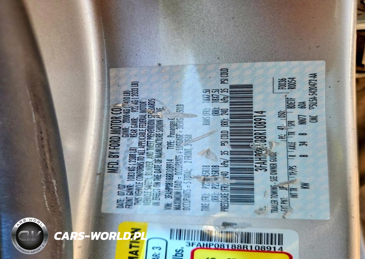 2008 Ford Fusion Sel VIN:3FAHP08188R108914 - 13