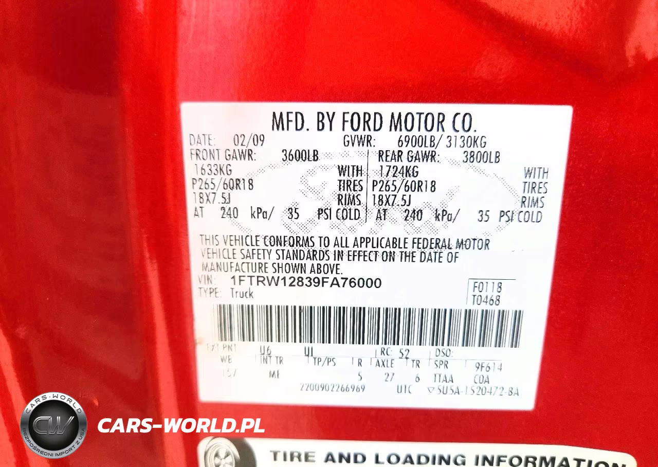 2009 Ford F150 Supercrew VIN:1FTRW12839FA76000 - 12