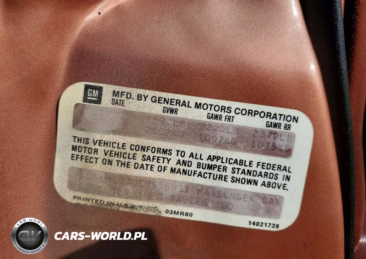 1982 Oldsmobile Cutlass Supreme Brougham VIN:1G3AM69A0CM456911 - 12