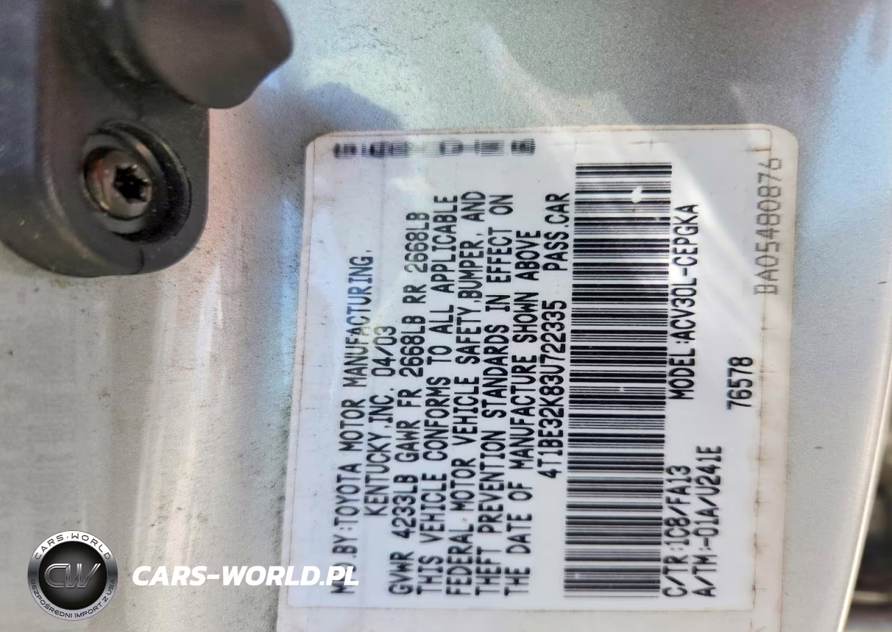 2003 Toyota Camry Xle VIN:4T1BE32K83U722335 - 12