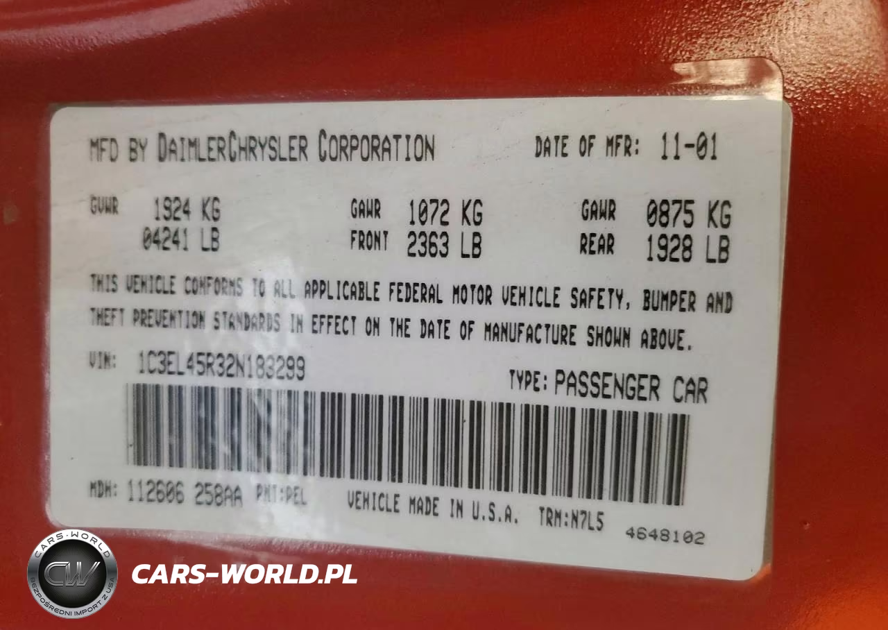 2002 Chrysler Sebring Lx VIN:1C3EL45R32N183299 - 12
