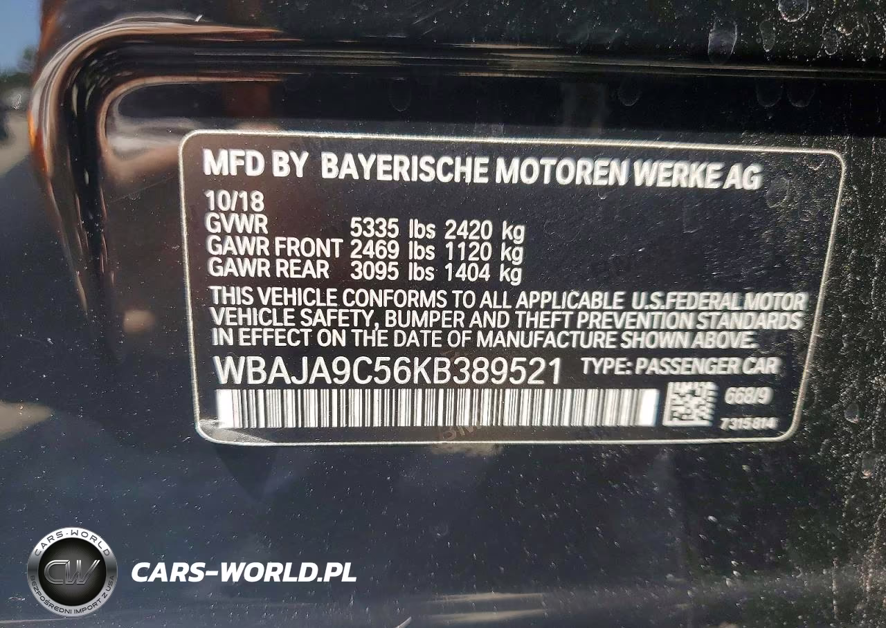 2019 BMW 530E VIN:WBAJA9C56KB389521 - 12