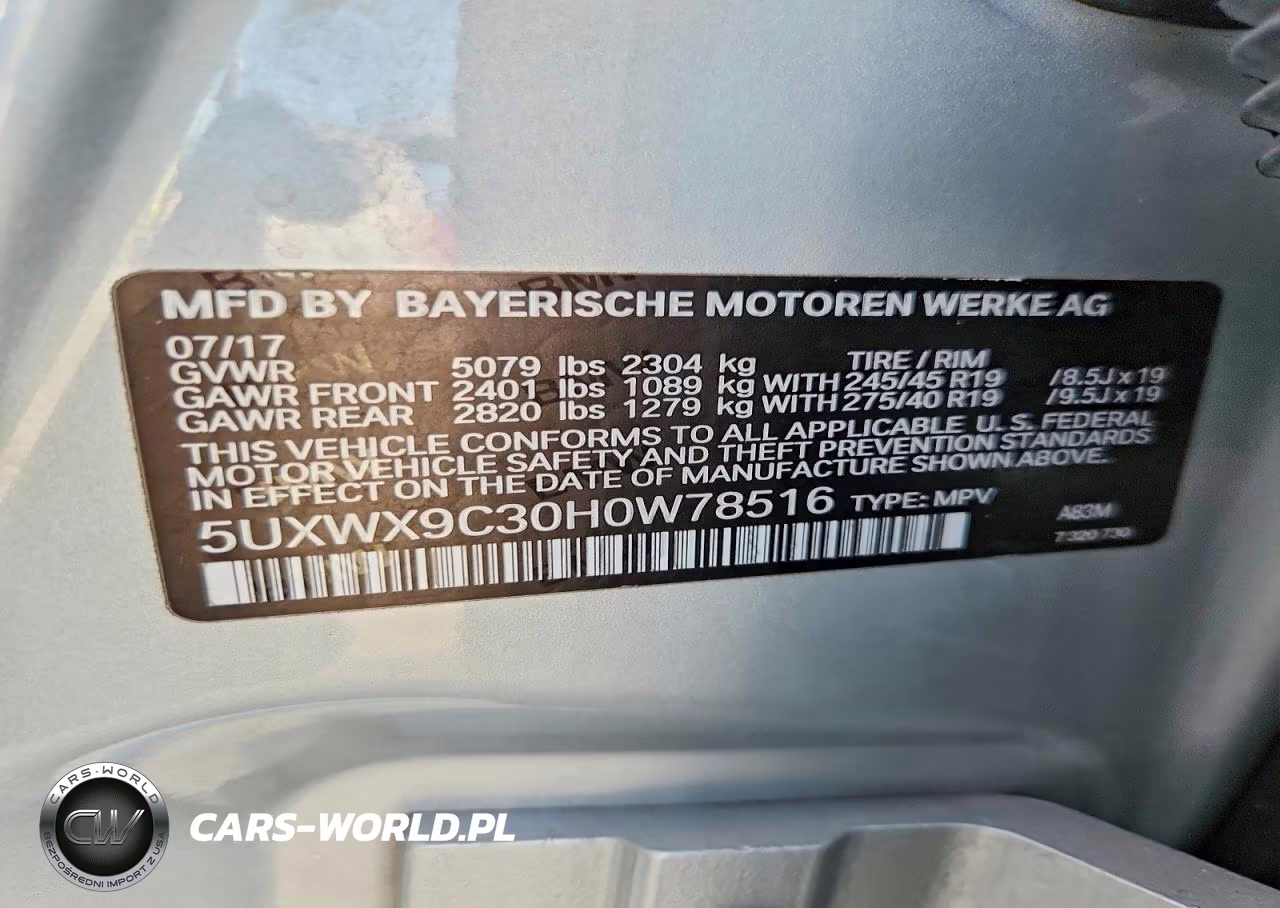 2017 BMW X3 xDrive28I VIN:5UXWX9C30H0W78516 - 13