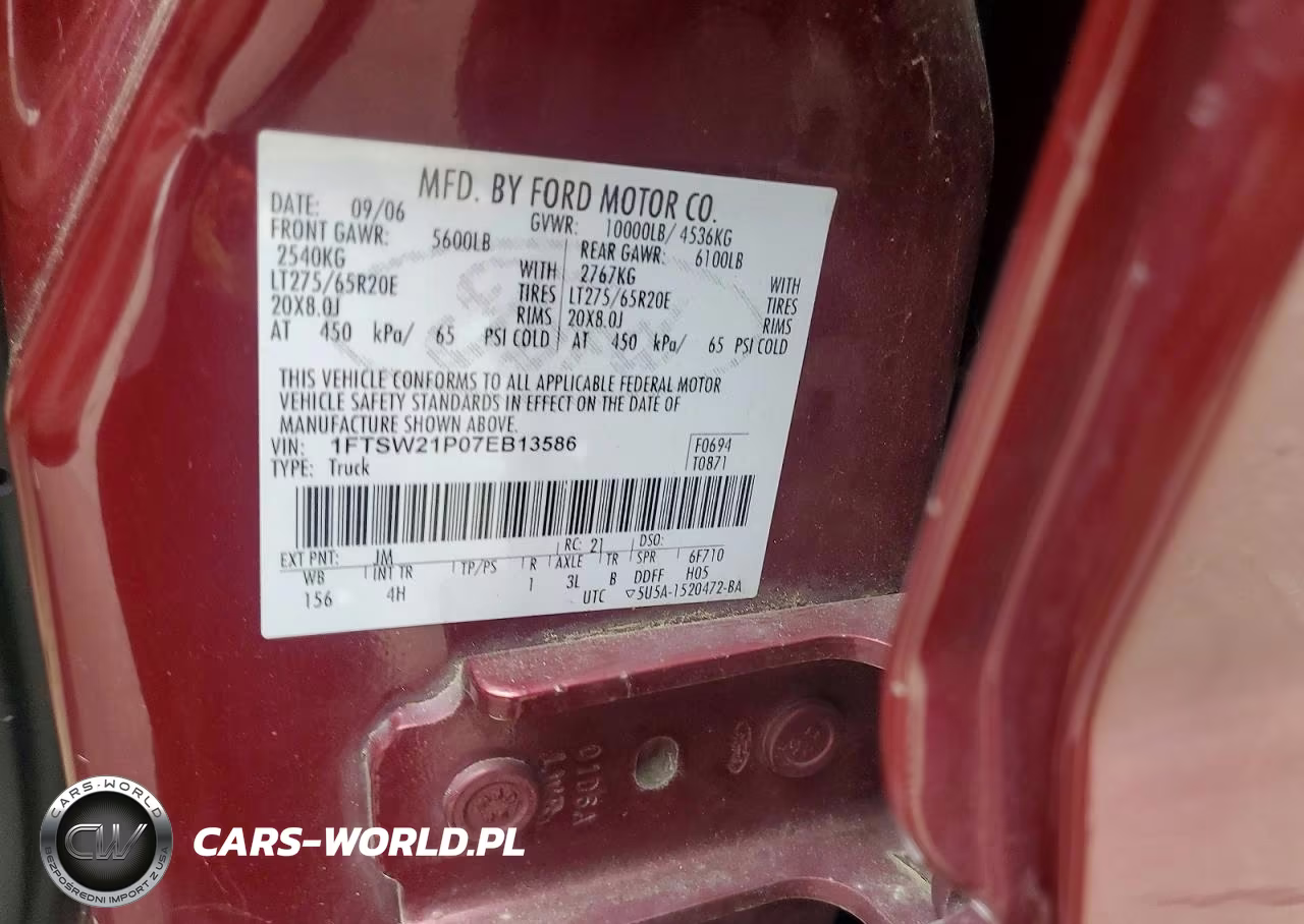 2007 Ford F250 Super Duty VIN:1FTSW21P07EB13586 - 12