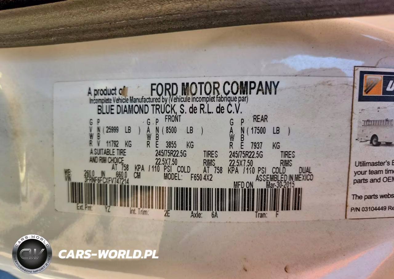 2015 Ford F650 Super Duty Box Truck VIN:3FRNF6FCXFV747214 - 13