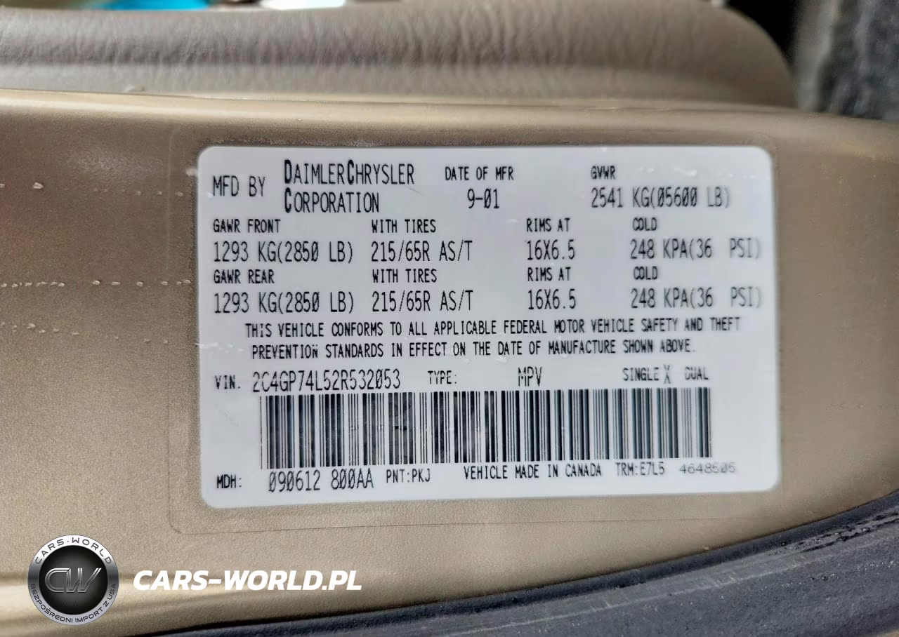 2002 Chrysler Town & Country Ex VIN:2C4GP74L52R532053 - 13