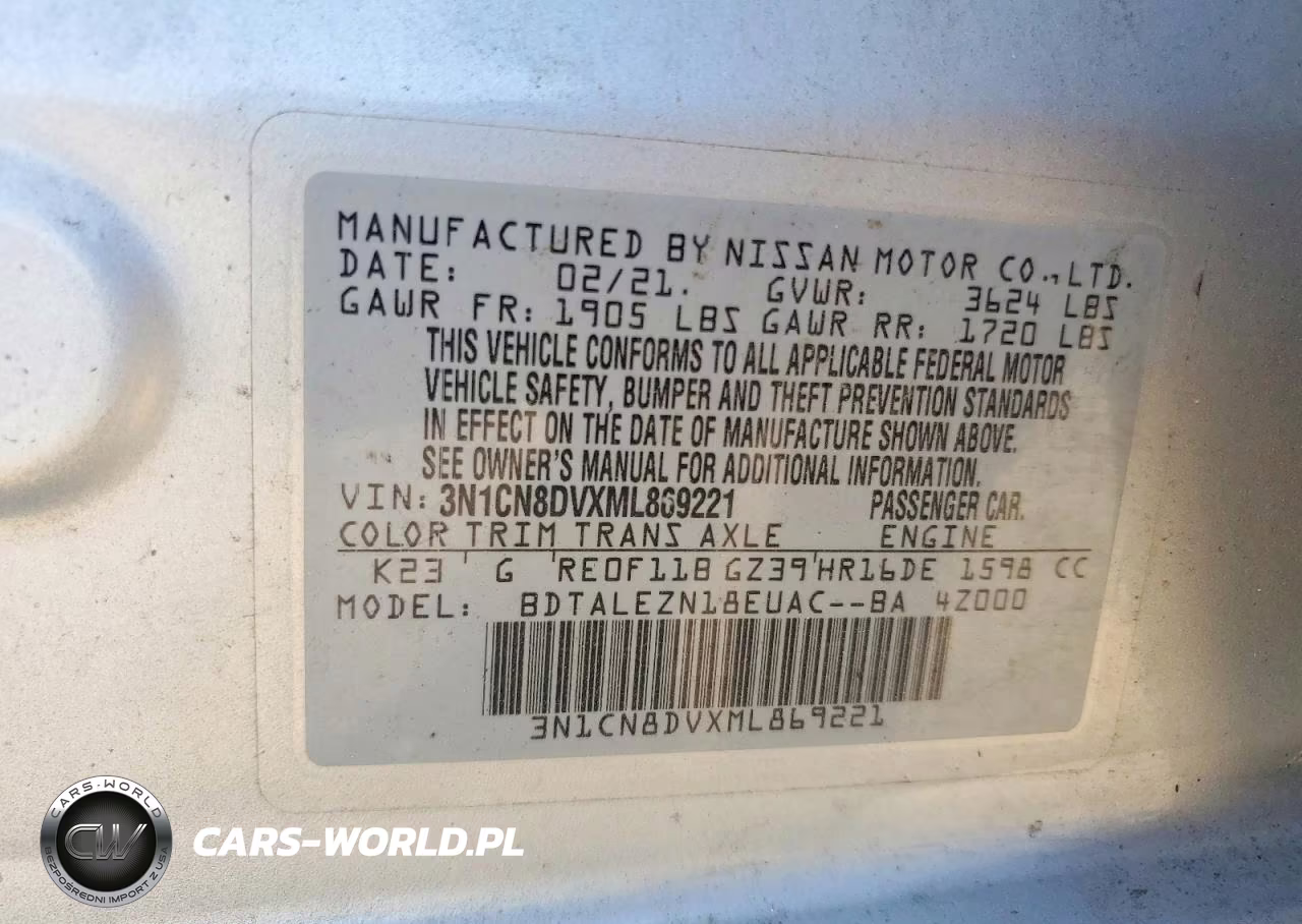 2021 Nissan Versa S VIN:3N1CN8DVXML869221 - 12