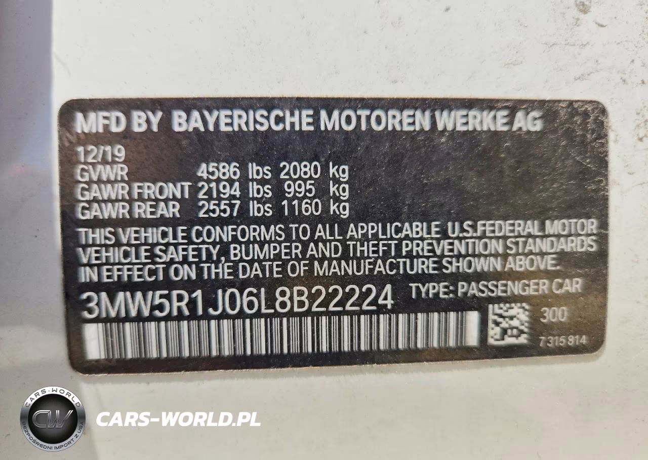 2020 BMW 330I VIN:3MW5R1J06L8B22224 - 12