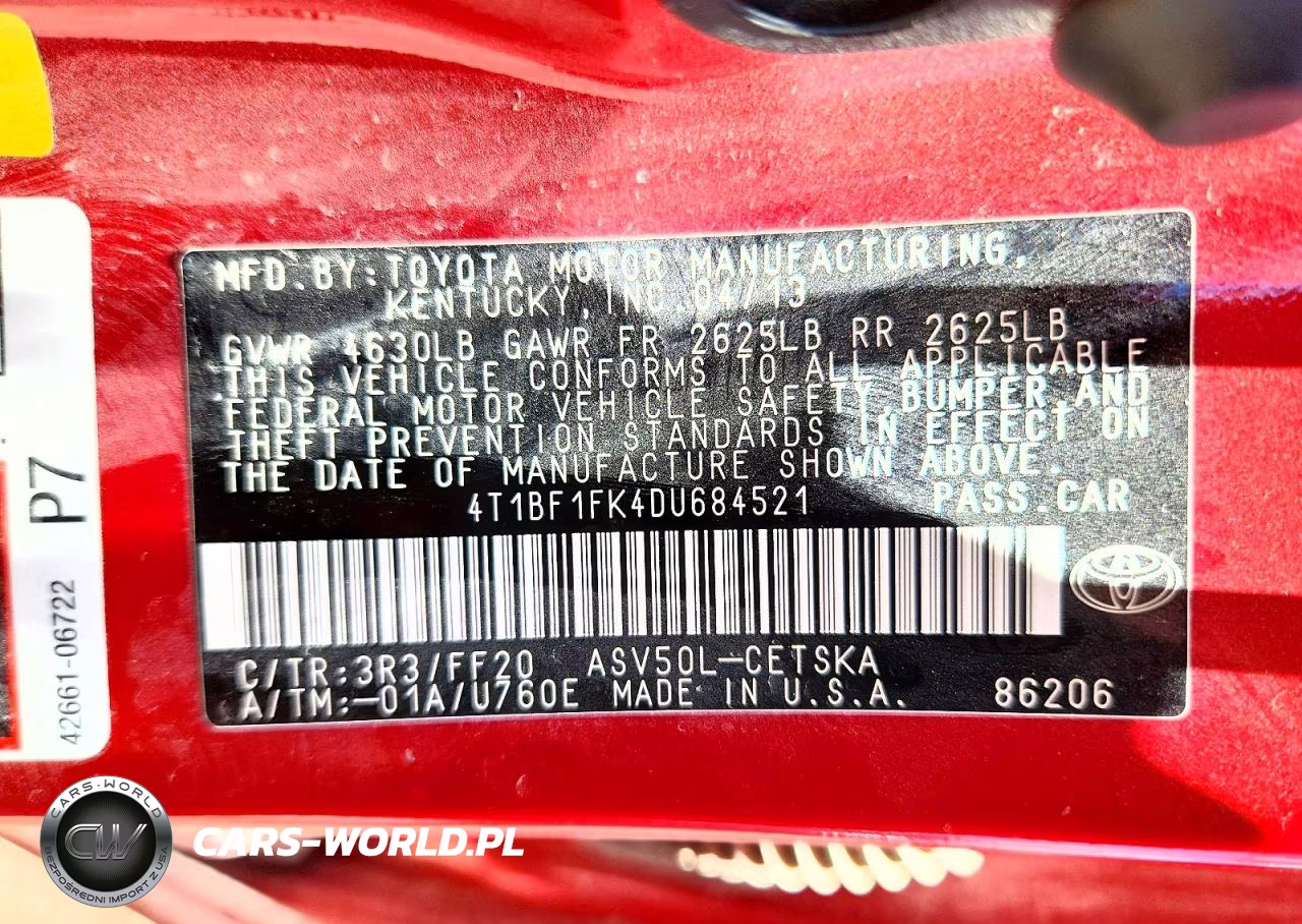 2013 Toyota Camry Se VIN:4T1BF1FK4DU684521 - 12