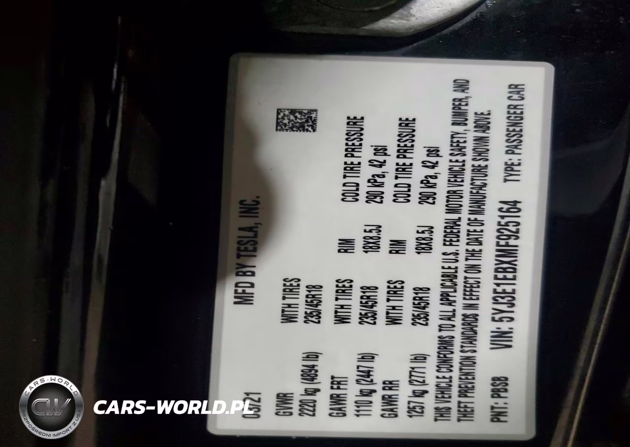 2021 Tesla Model 3 VIN:5YJ3E1EBXMF925164 - 12