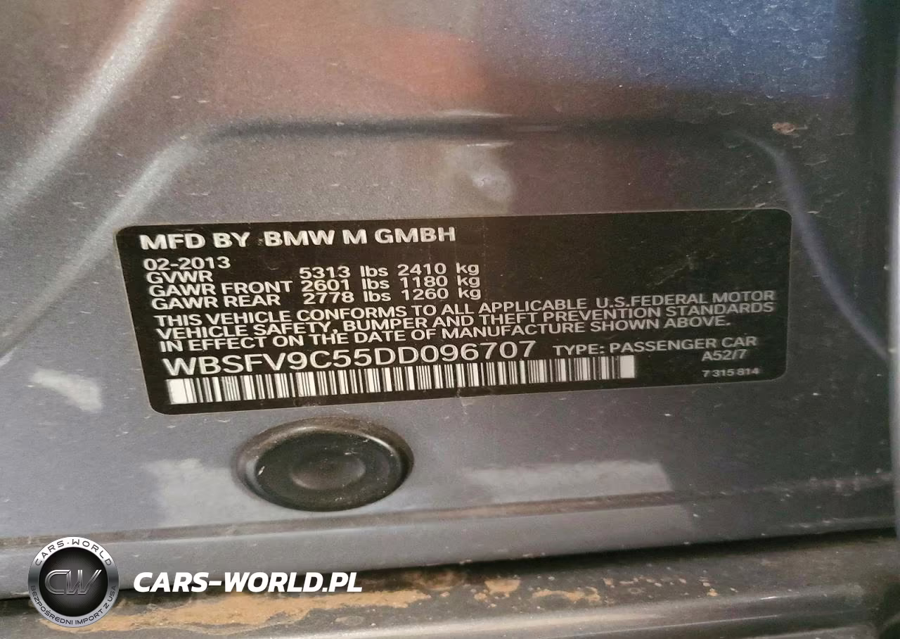 2013 BMW M5 VIN:WBSFV9C55DD096707 - 12