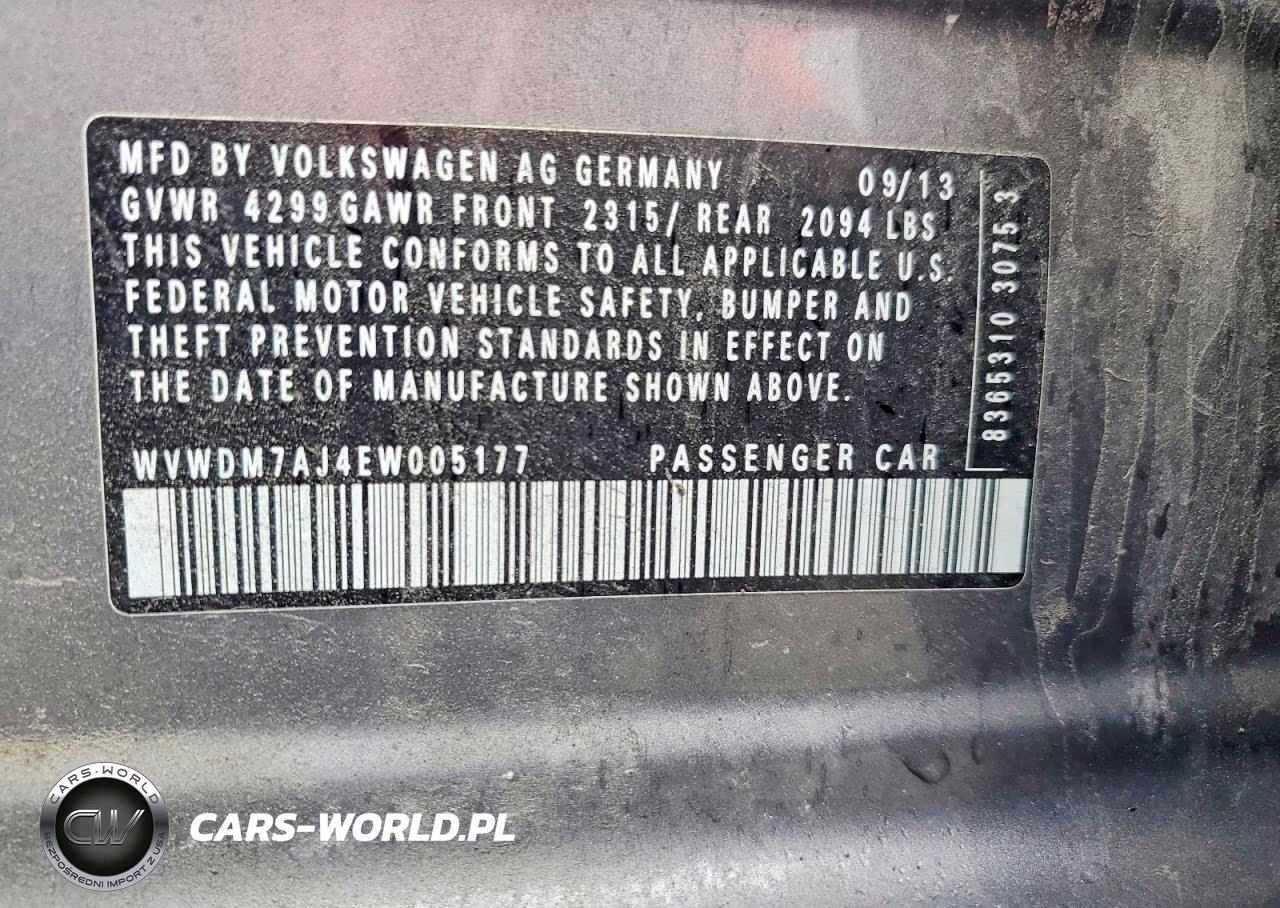 2014 Volkswagen Golf VIN:WVWDM7AJ4EW005177 - 13
