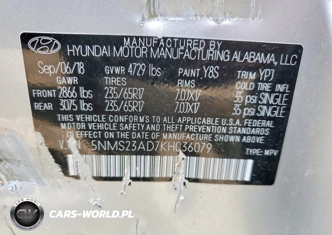 2019 Hyundai Santa Fe Se VIN:5NMS23AD7KH036079 - 12