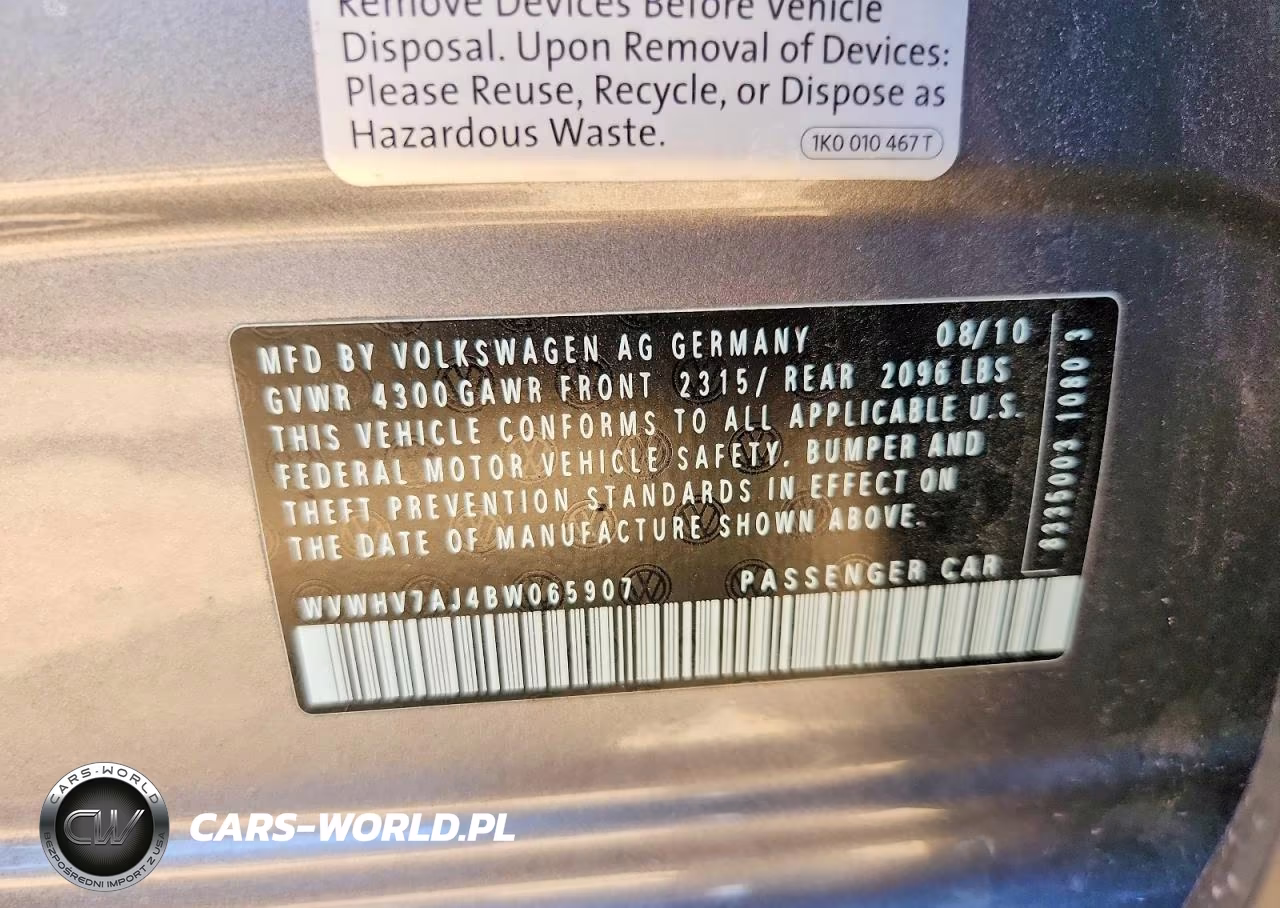 2011 Volkswagen Gti VIN:WVWHV7AJ4BW065907 - 12