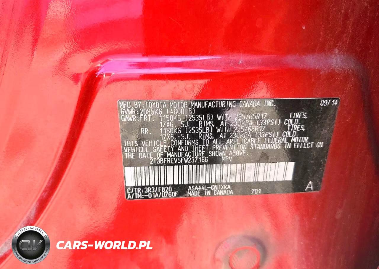 2015 Toyota Rav4 Le VIN:2T3BFREV5FW237166 - 12