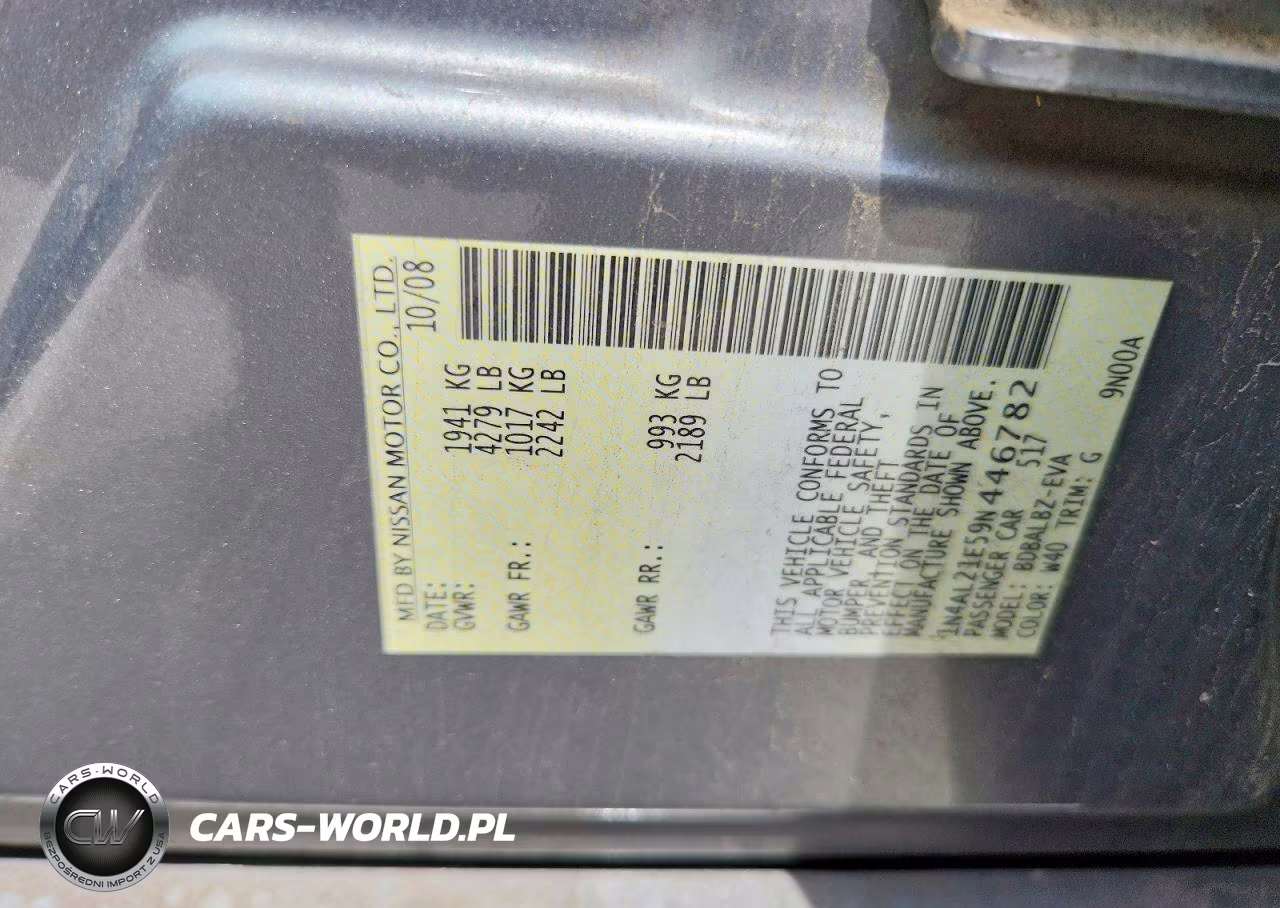 2009 Nissan Altima 2.5 VIN:1N4AL21E59N446782 - 12