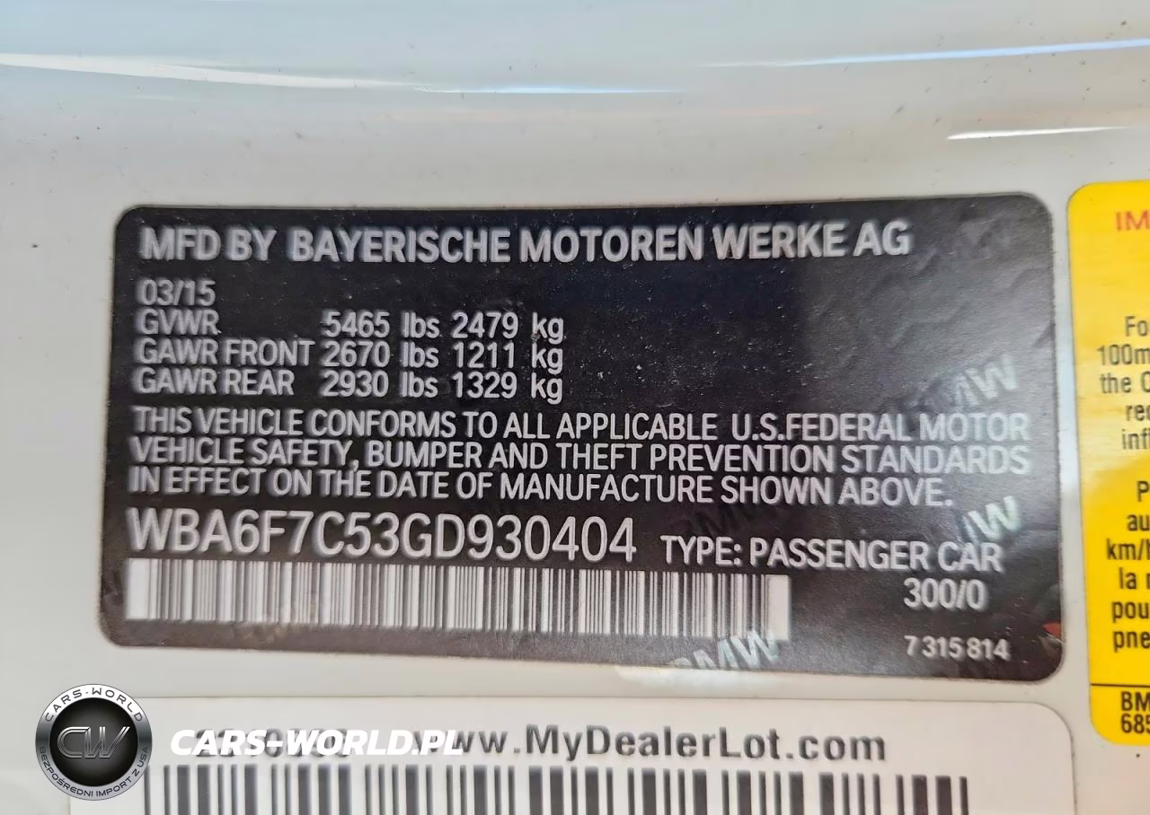 2016 BMW 650 Xi VIN:WBA6F7C53GD930404 - 13