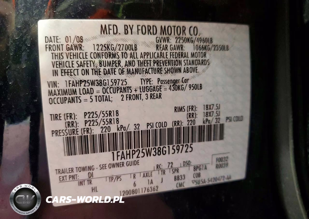 2008 Ford Taurus Limited VIN:1FAHP25W38G159725 - 12