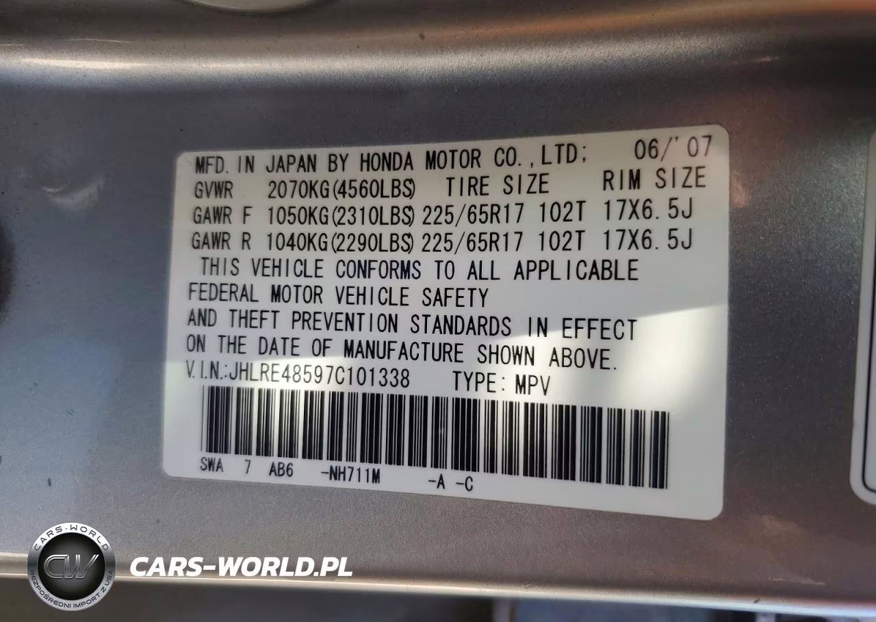 2007 Honda Cr-V Ex VIN:JHLRE48597C101338 - 14