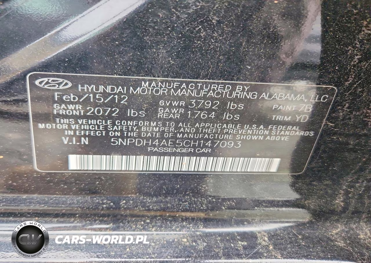 2012 Hyundai Elantra Gls VIN:5NPDH4AE5CH147093 - 12