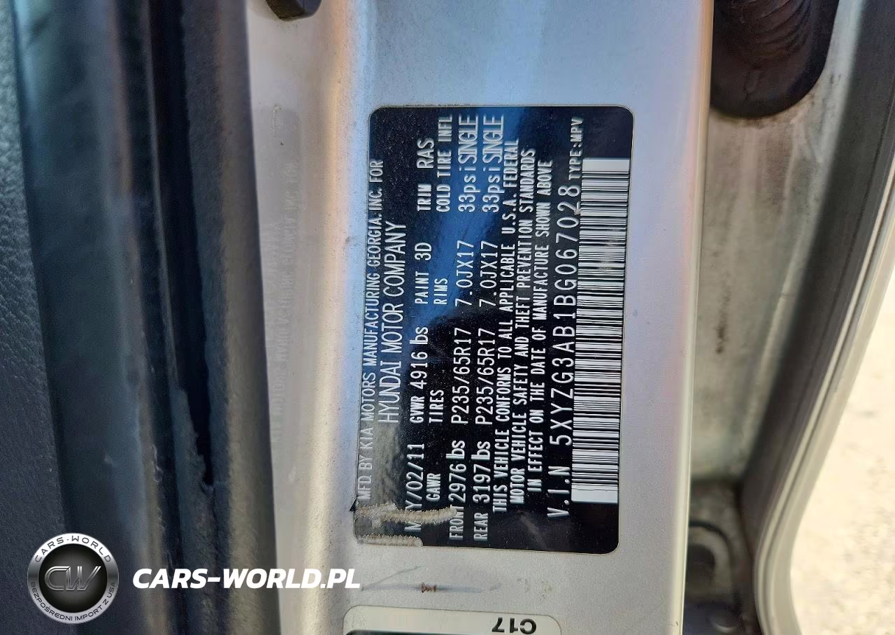 2011 Hyundai Santa Fe Gls VIN:5XYZG3AB1BG067028 - 13