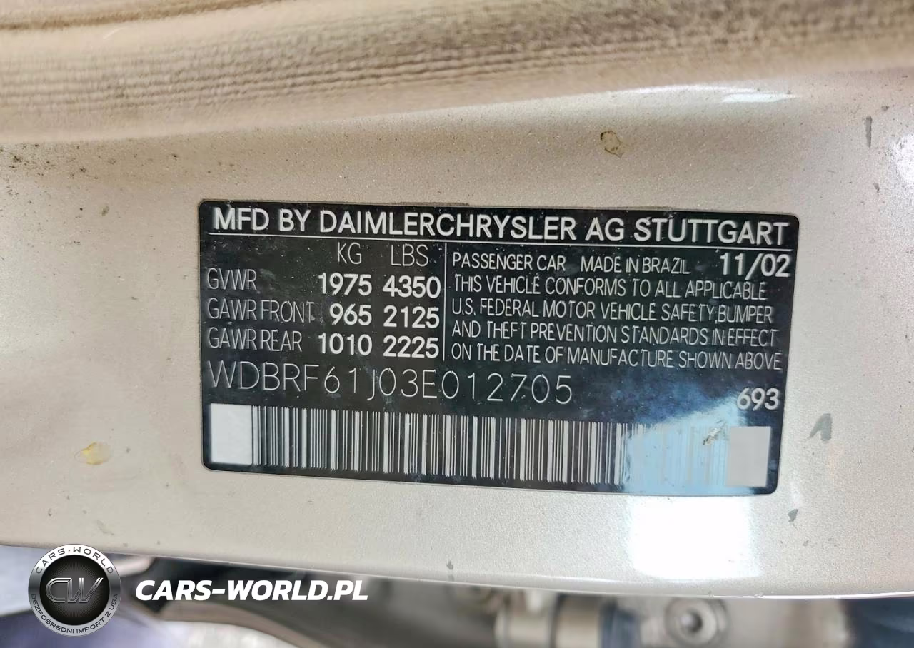 2003 Mercedes-Benz C 240 VIN:WDBRF61J03E012705 - 12