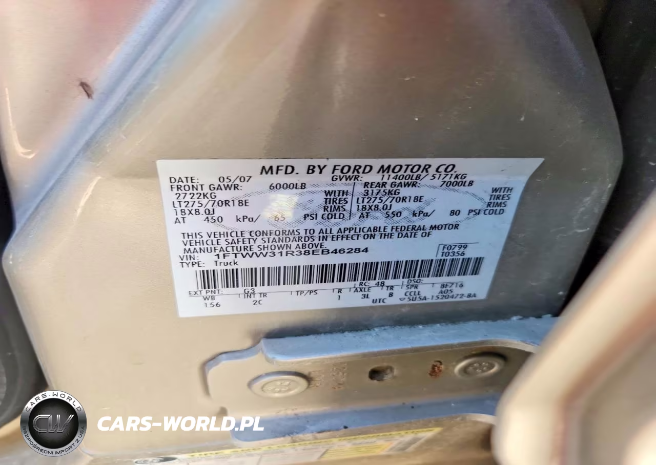 2008 Ford F350 Srw Super Duty VIN:1FTWW31R38EB46284 - 12