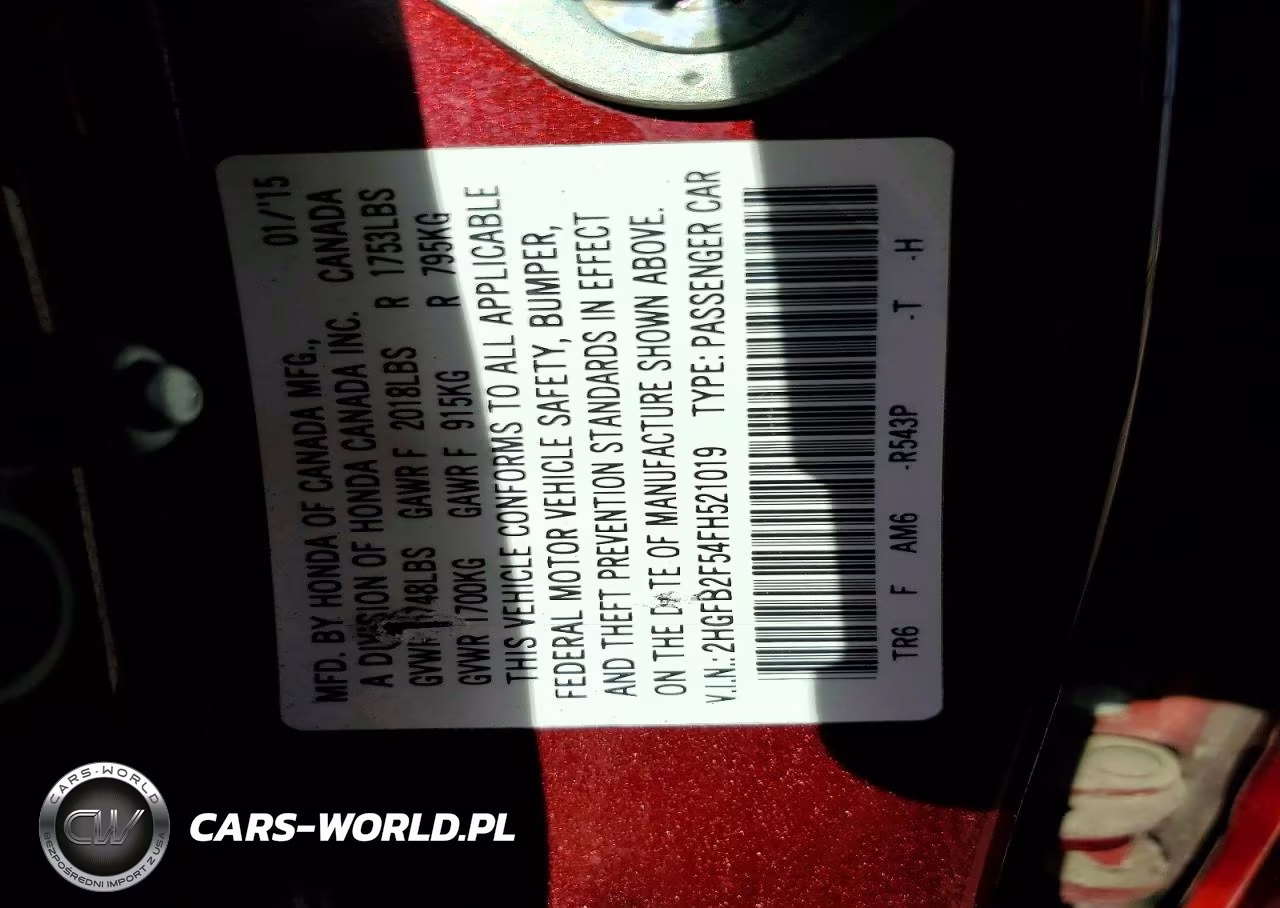 2015 Honda Civic Lx VIN:2HGFB2F54FH521019 - 12