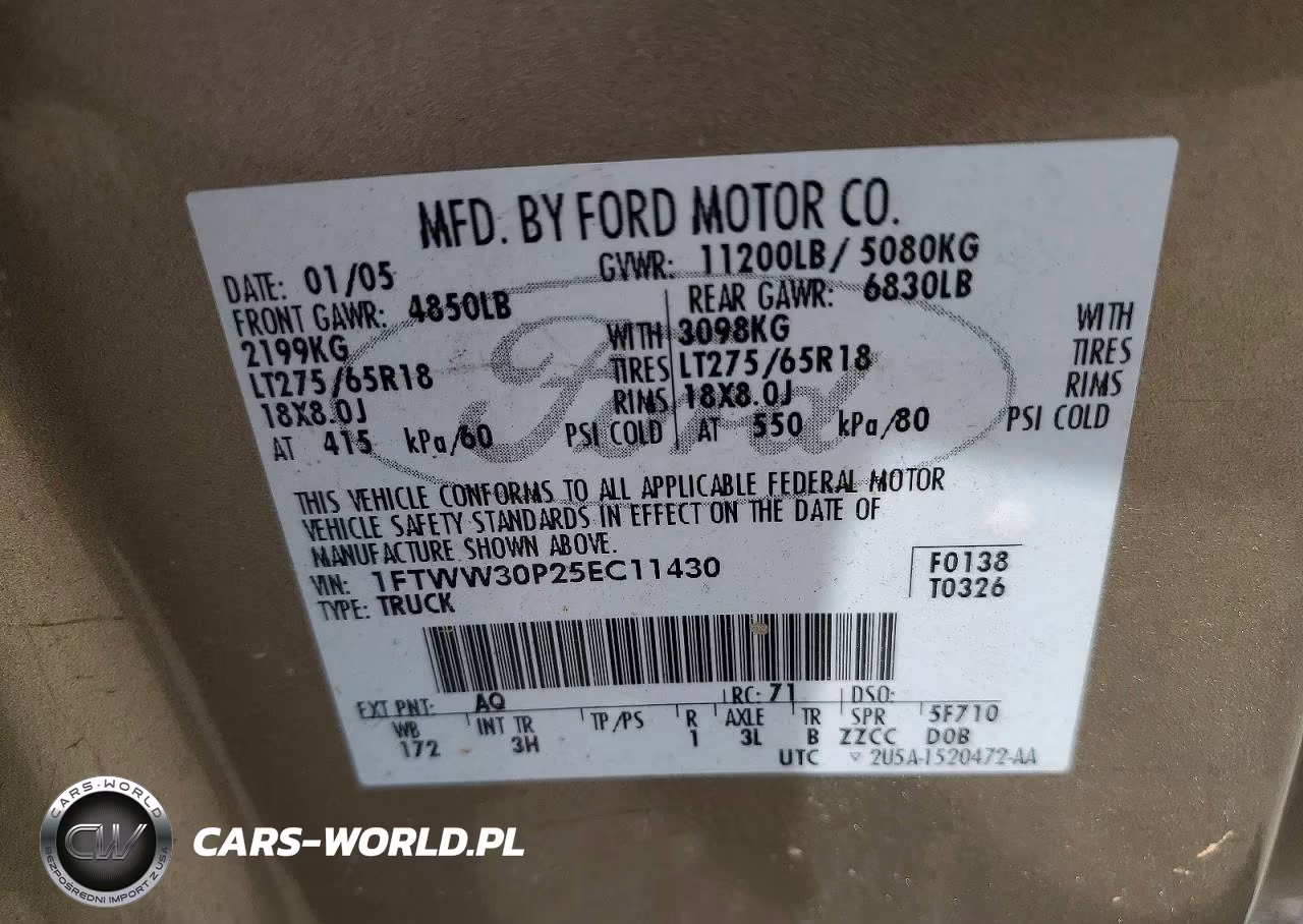 2005 Ford F350 Srw Super Duty VIN:1FTWW30P25EC11430 - 13