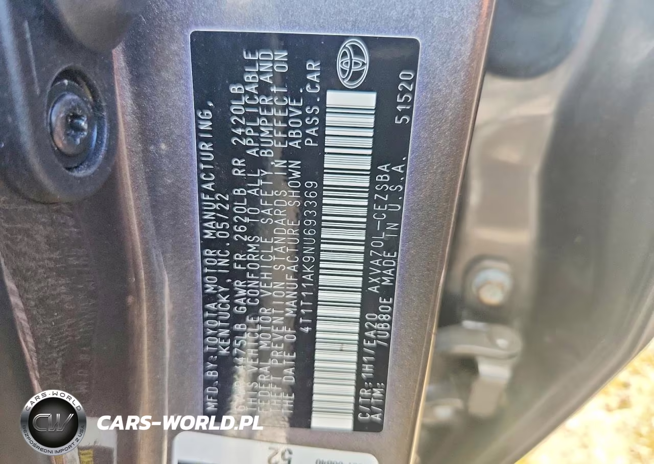 2022 Toyota Camry Se VIN:4T1T11AK9NU693369 - 12
