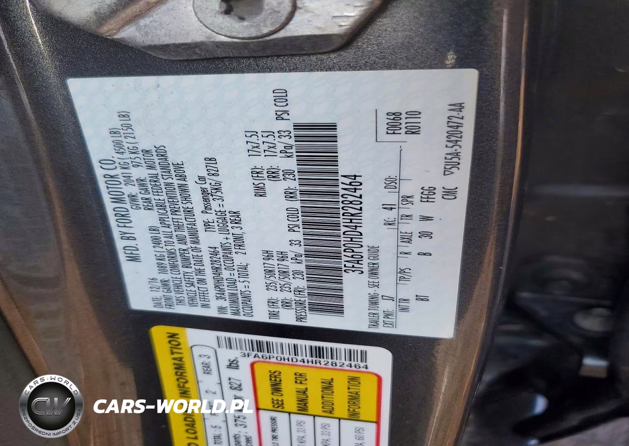 2017 Ford Fusion Se VIN:3FA6P0HD4HR282464 - 12