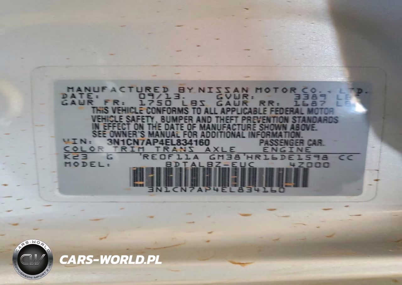 2014 Nissan Versa 1.6 Sv VIN:3N1CN7AP4EL834160 - 12