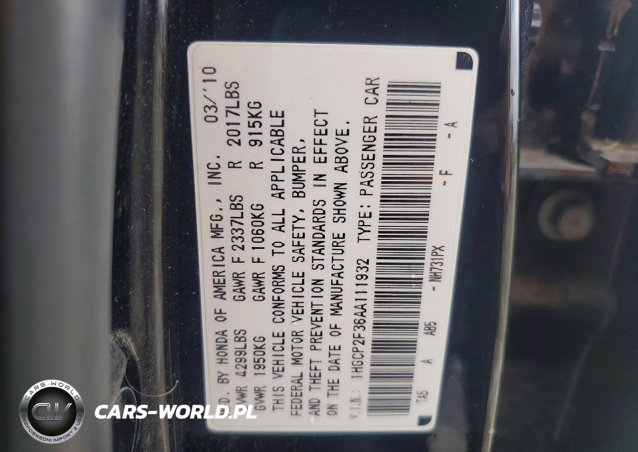 2010 Honda Accord Lx VIN:1HGCP2F36AA111932 - 12
