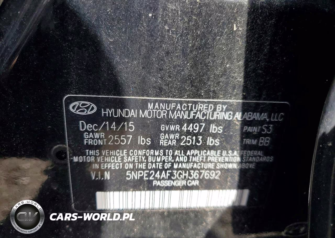 2016 Hyundai Sonata Se VIN:5NPE24AF3GH367692 - 12