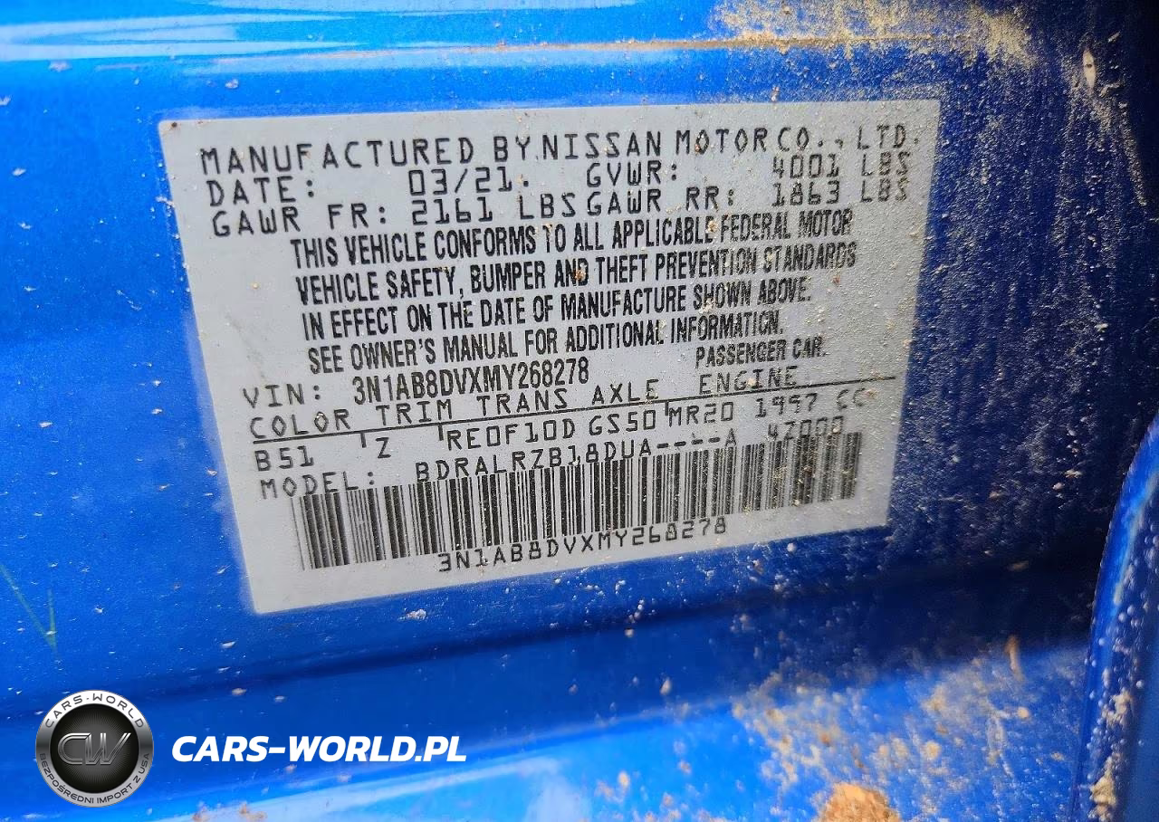 2021 Nissan Sentra Sr VIN:3N1AB8DVXMY268278 - 12