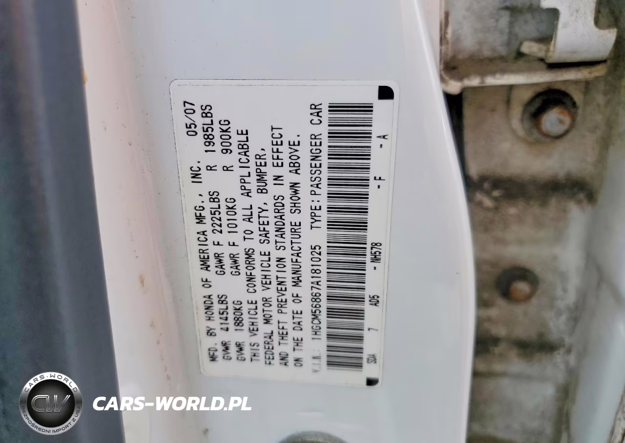 2007 Honda Accord Ex VIN:1HGCM56867A181025 - 12