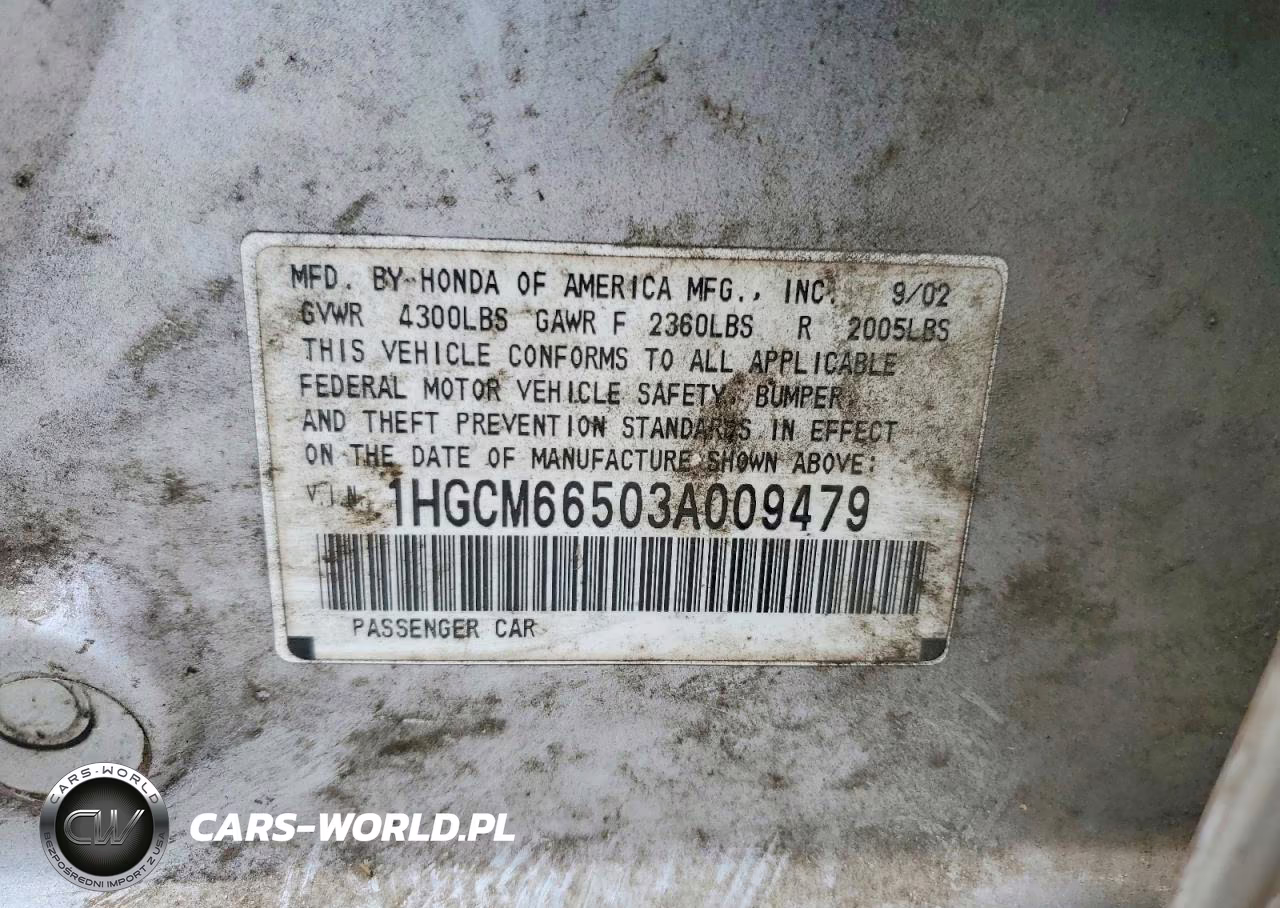 2003 Honda Accord Ex VIN:1HGCM66503A009479 - 12
