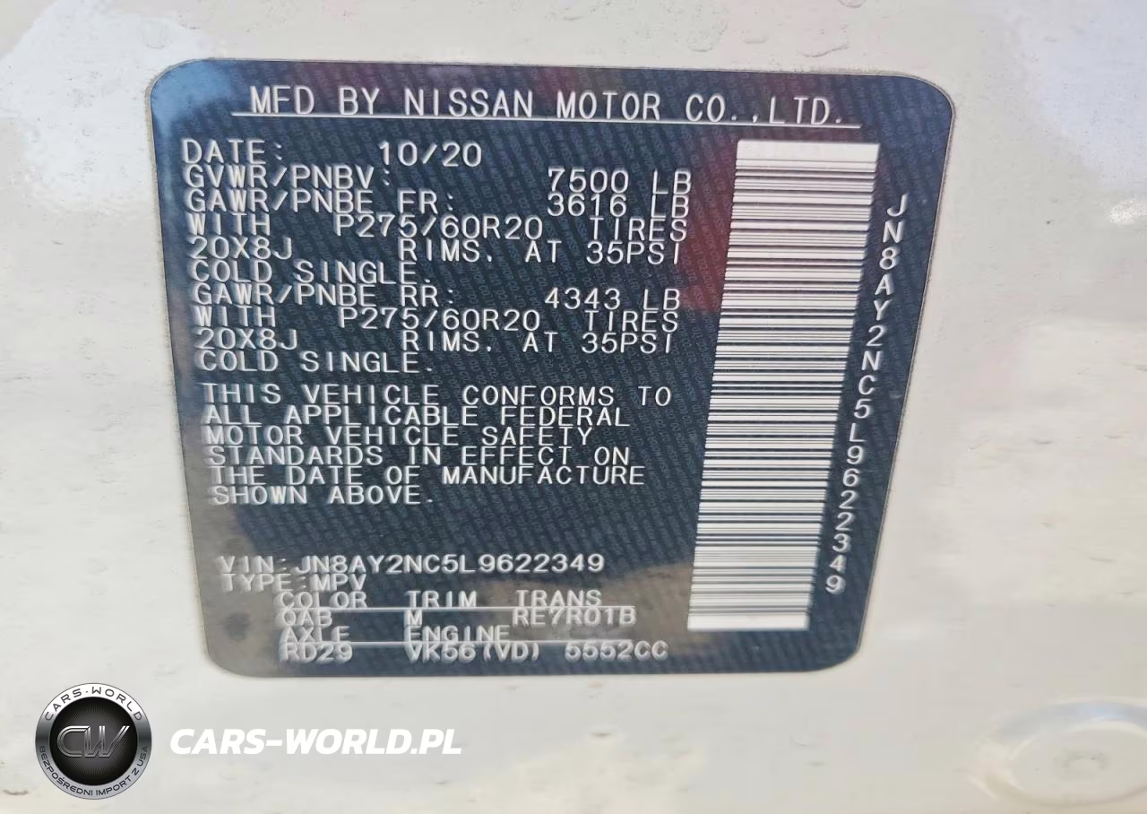 2020 Nissan Armada Sl VIN:JN8AY2NC5L9622349 - 14