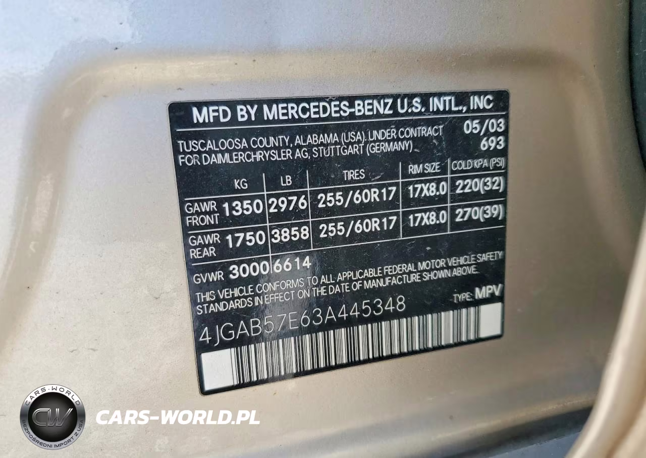 2003 Mercedes-Benz Ml 350 VIN:4JGAB57E63A445348 - 12