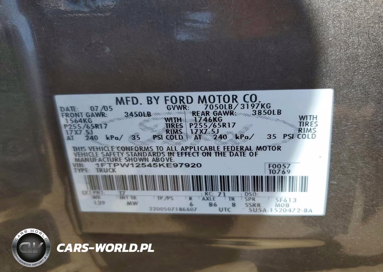 2005 Ford F150 Supercrew VIN:1FTPW12545KE97920 - 12