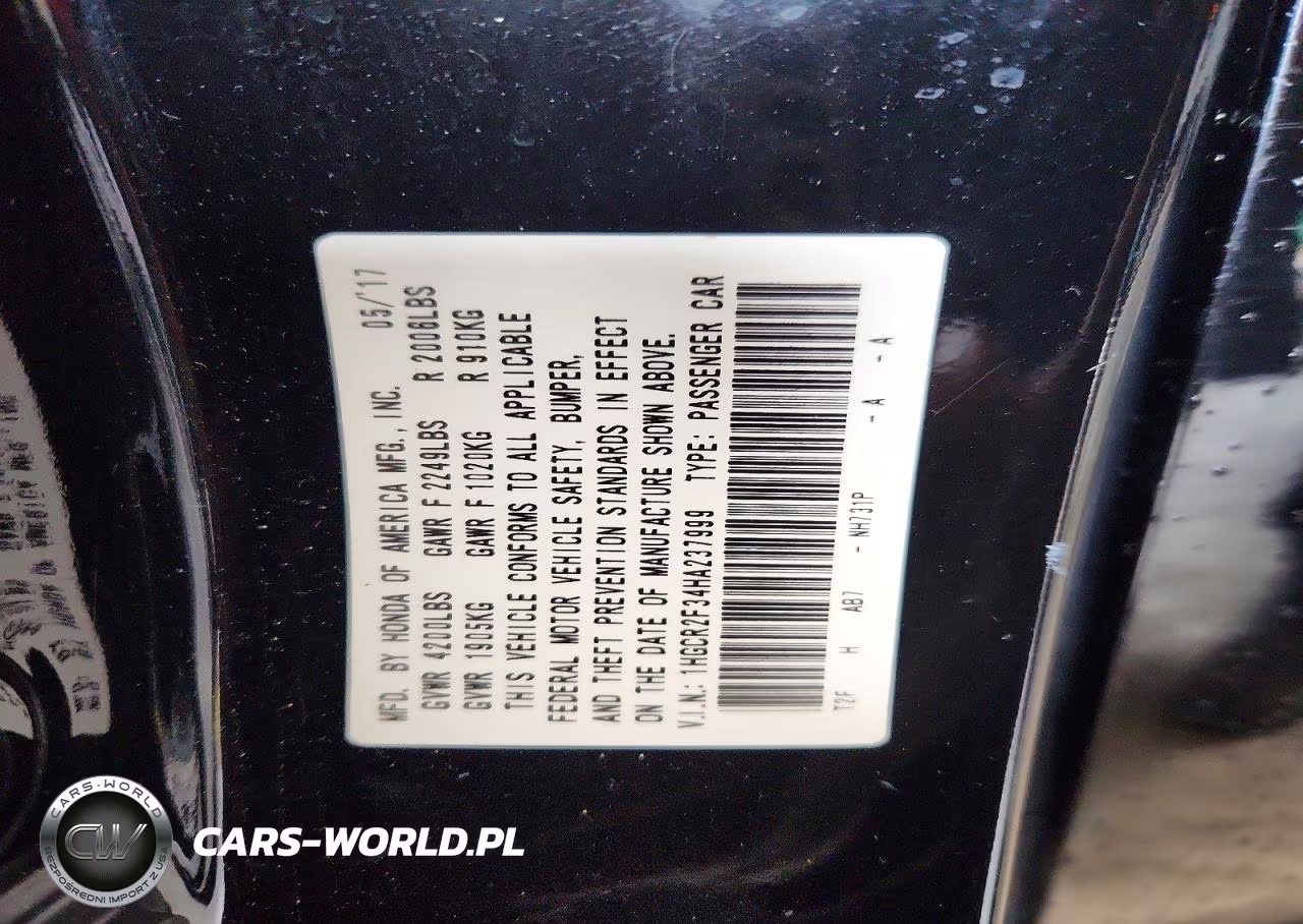 2017 Honda Accord Lx VIN:1HGCR2F34HA237999 - 12
