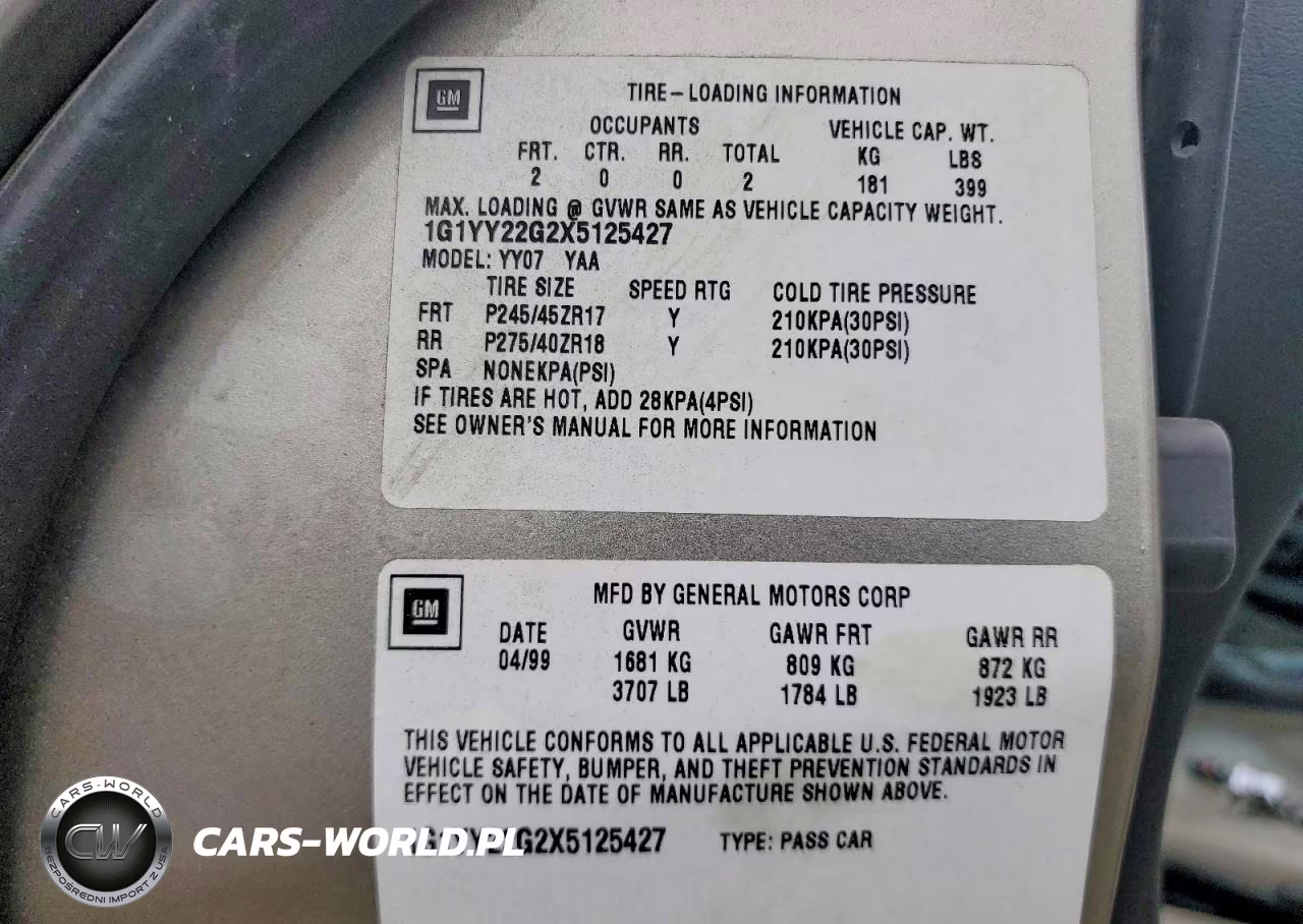 1999 Chevrolet Corvette VIN:1G1YY22G2X5125427 - 13