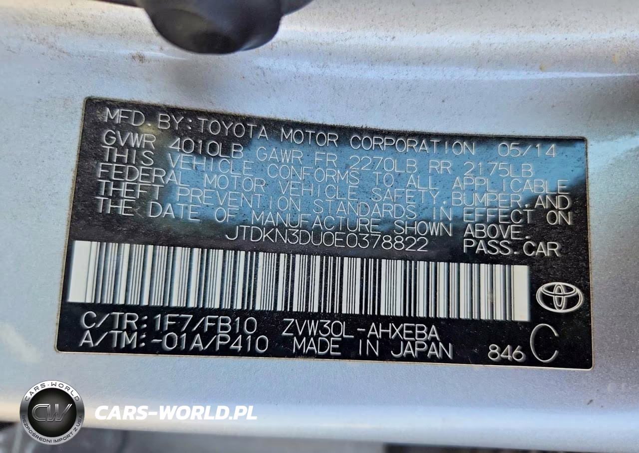 2014 Toyota Prius Two VIN:JTDKN3DU0E0378822 - 12