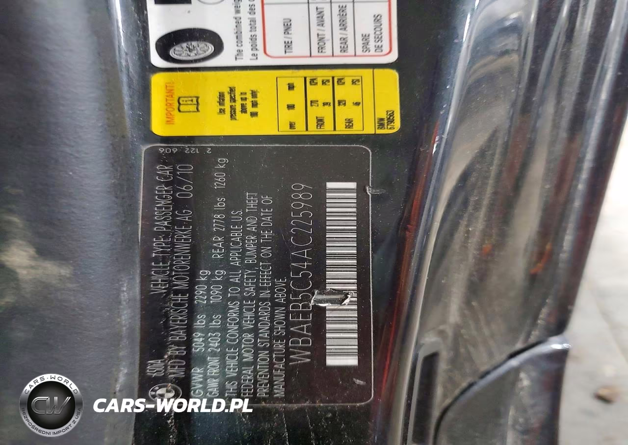 2010 BMW 650 I VIN:WBAEB5C54AC225989 - 12