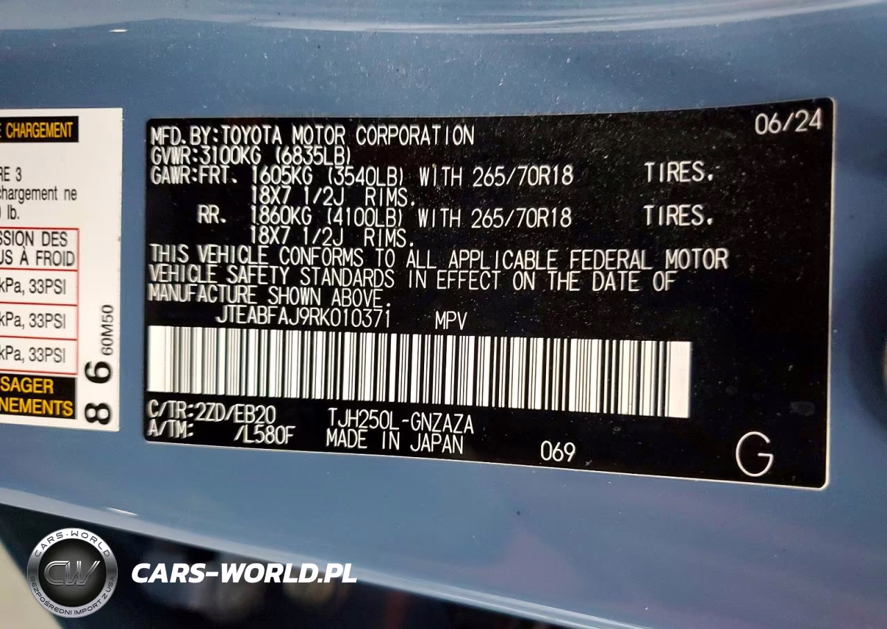 2024 Toyota Land Cruiser Base VIN:JTEABFAJ9RK010371 - 12