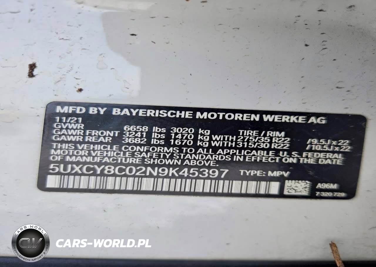 2022 BMW X6 M50I VIN:5UXCY8C02N9K45397 - 13