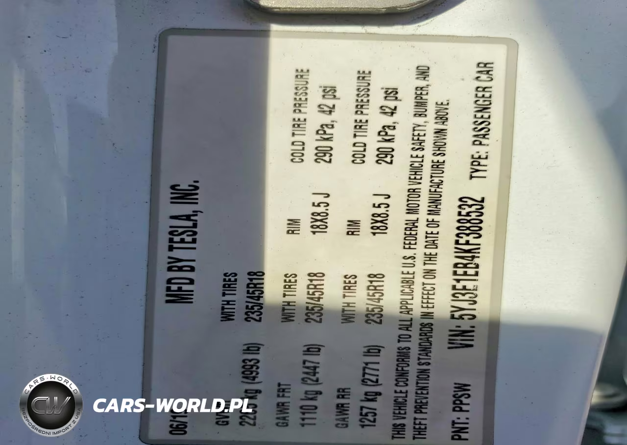 2019 Tesla Model 3 VIN:5YJ3E1EB4KF388532 - 12