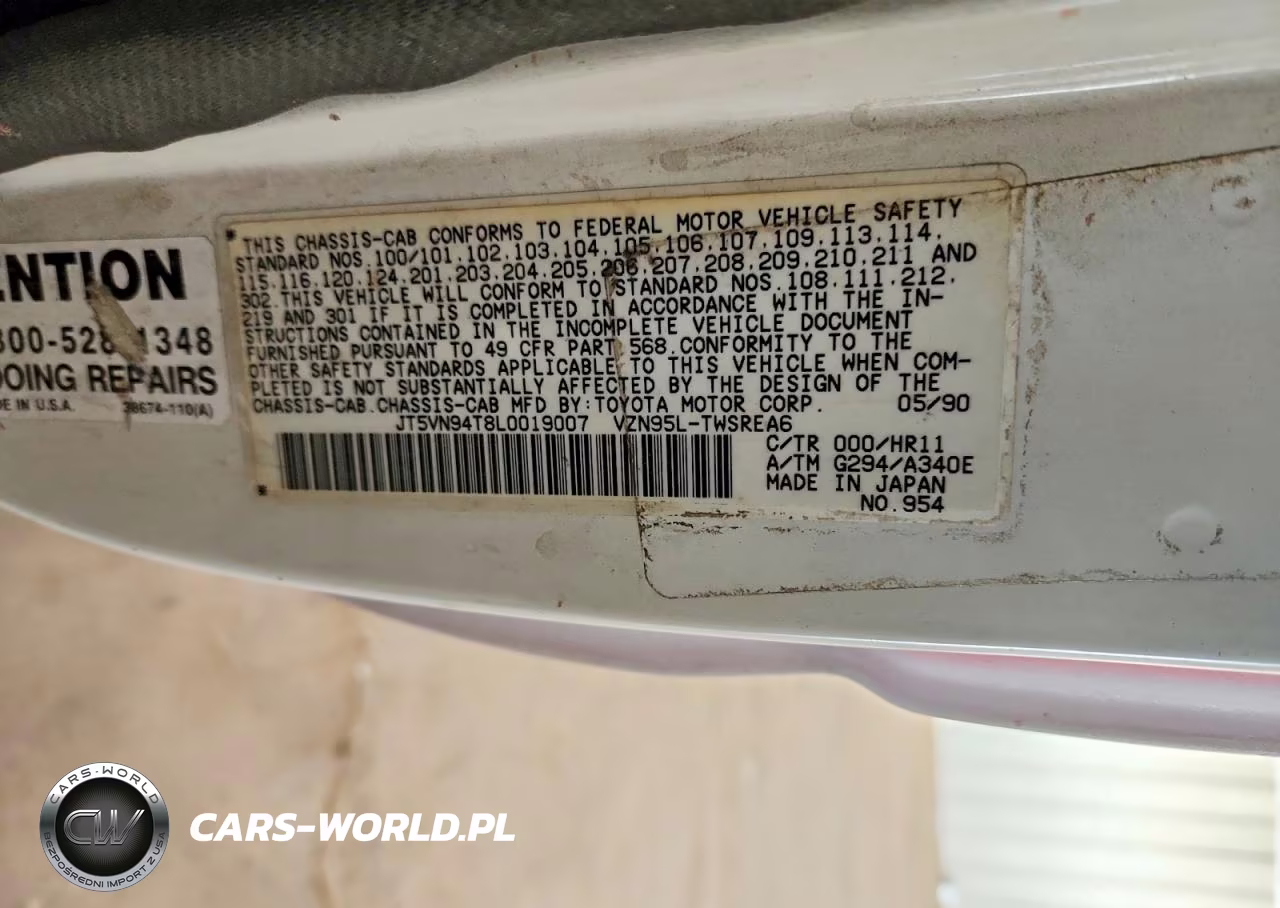 1990 Toyota Pickup Cab Chassis Super Long Wheelba VIN:JT5VN94T8L0019007 - 12