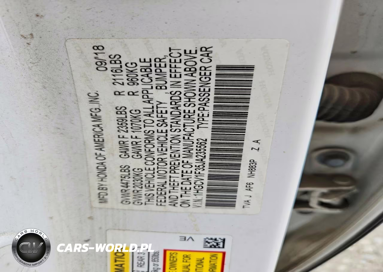 2018 Honda Accord Sport VIN:1HGCV1F35JA235562 - 12