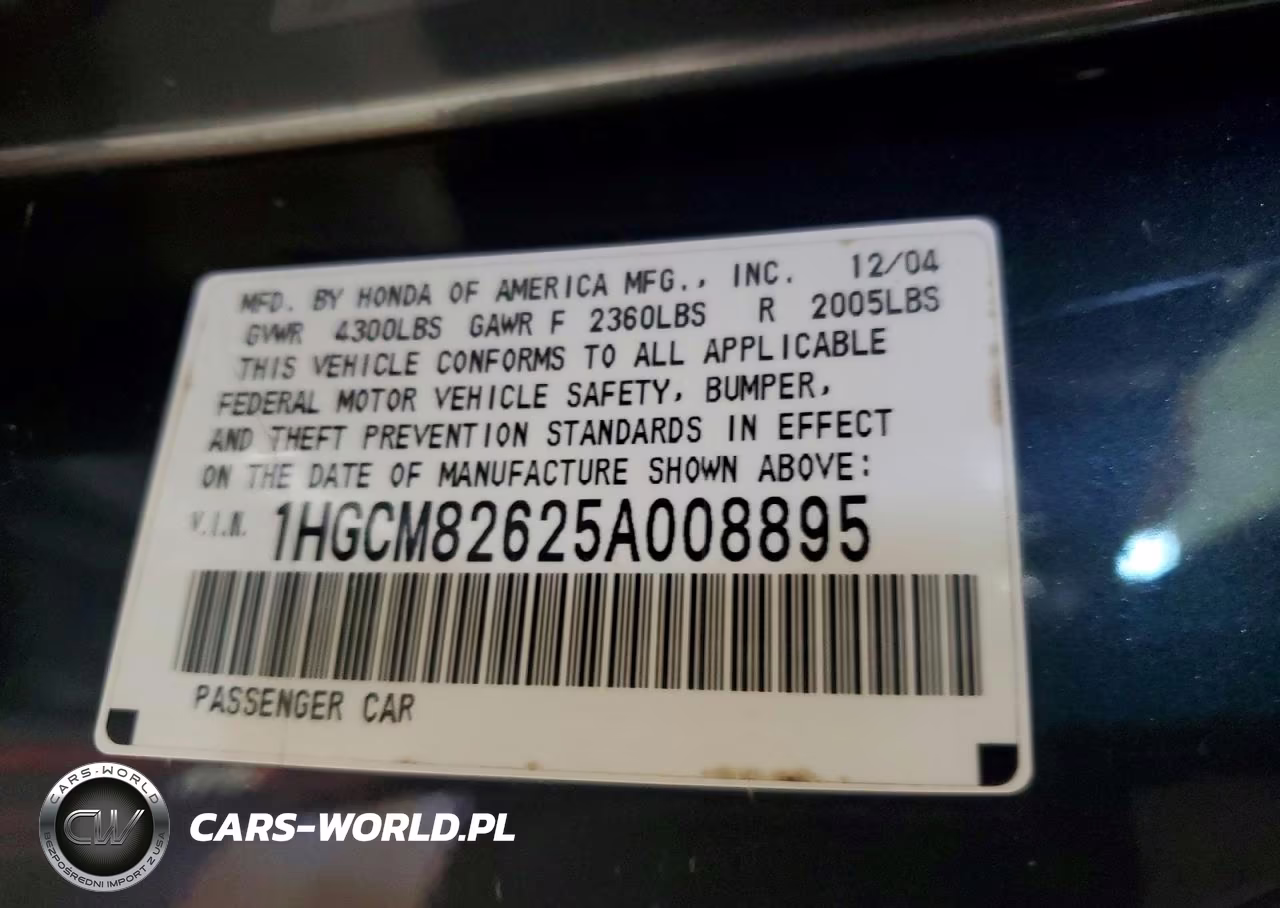 2005 Honda Accord Ex VIN:1HGCM82625A008895 - 13